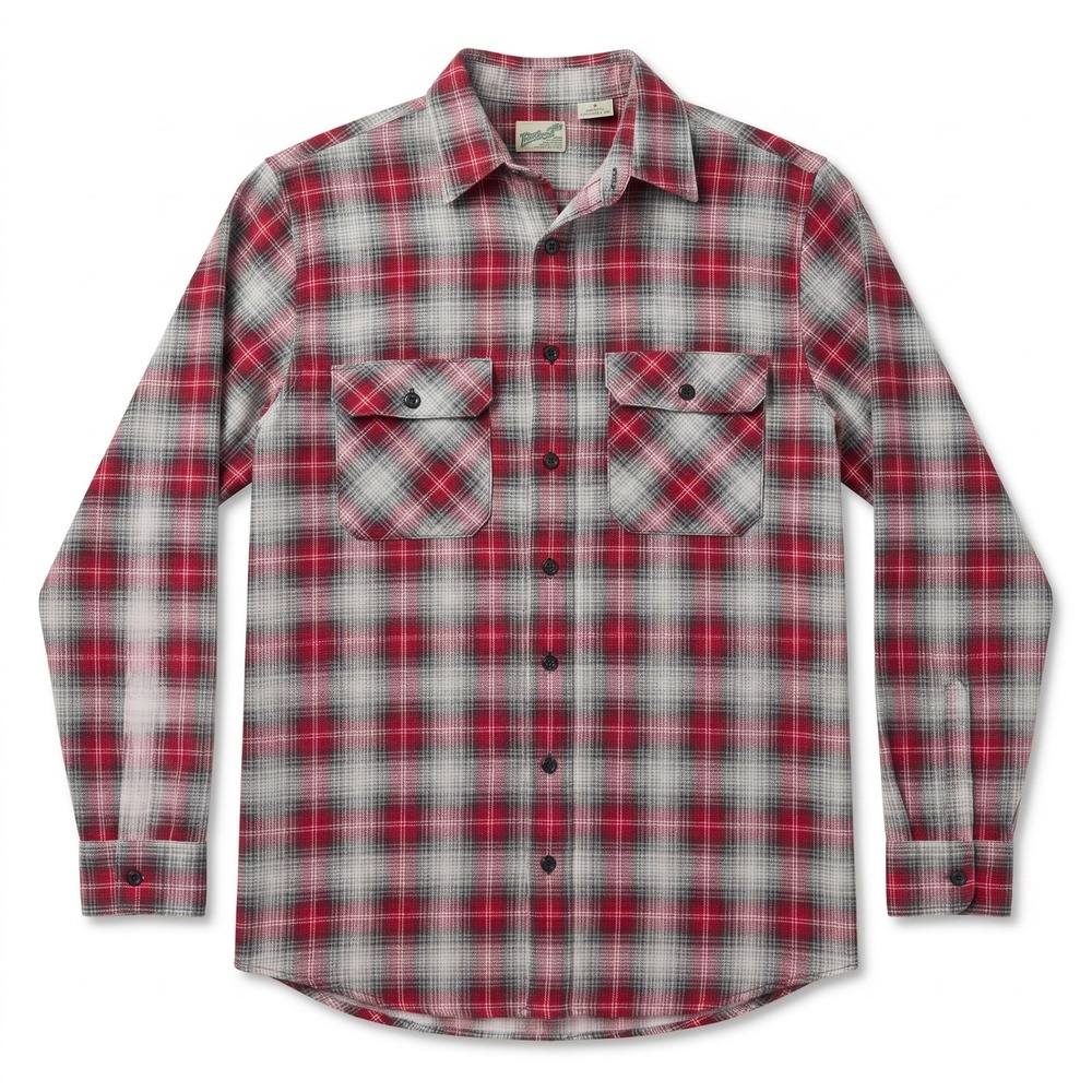 Vintage Fieldmaster Plaid Flannel Shirt Mens L Tall Red Grey  Button Down